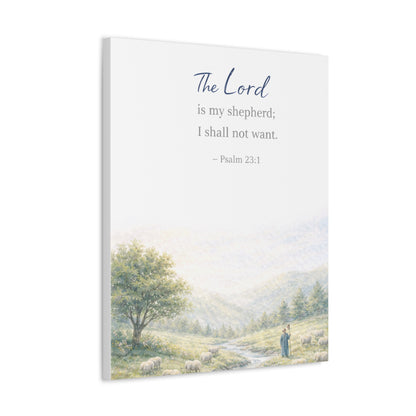 Psalm 23:1 Stretched Canvas – ‘The Lord is my shepherd; I shall not want’ Scenic Wall Art