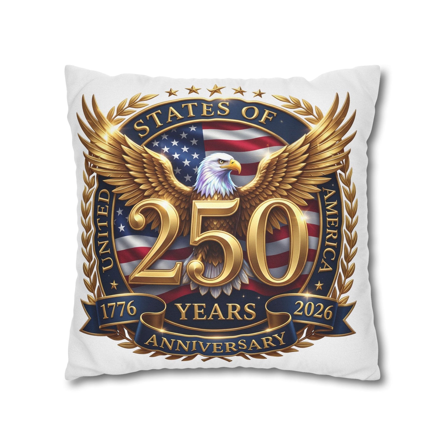 250th USA Anniversary Pillowcase – Patriotic Eagle 1776–2026 Decorative Throw Pillow Cover