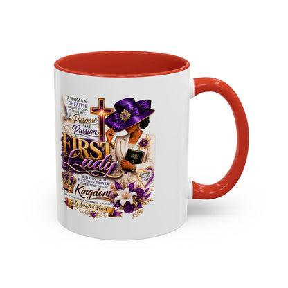 First Lady of Faith Accent Coffee Mug — Inspirational Christian Gift (11/15oz)