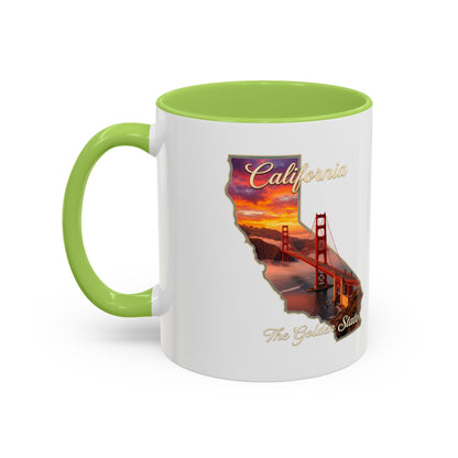 California State Shape Accent Mug – Golden Gate Sunset Coffee Cup (11/15oz)