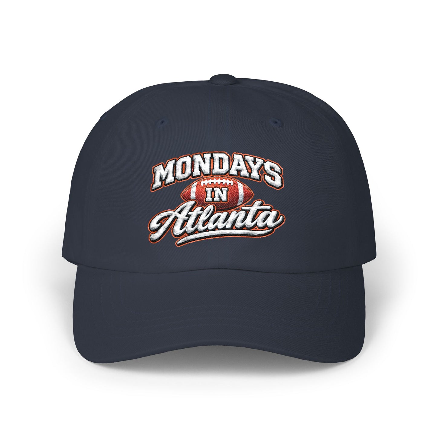 Mondays in Atlanta Dad Cap — Vintage Football Script Hat