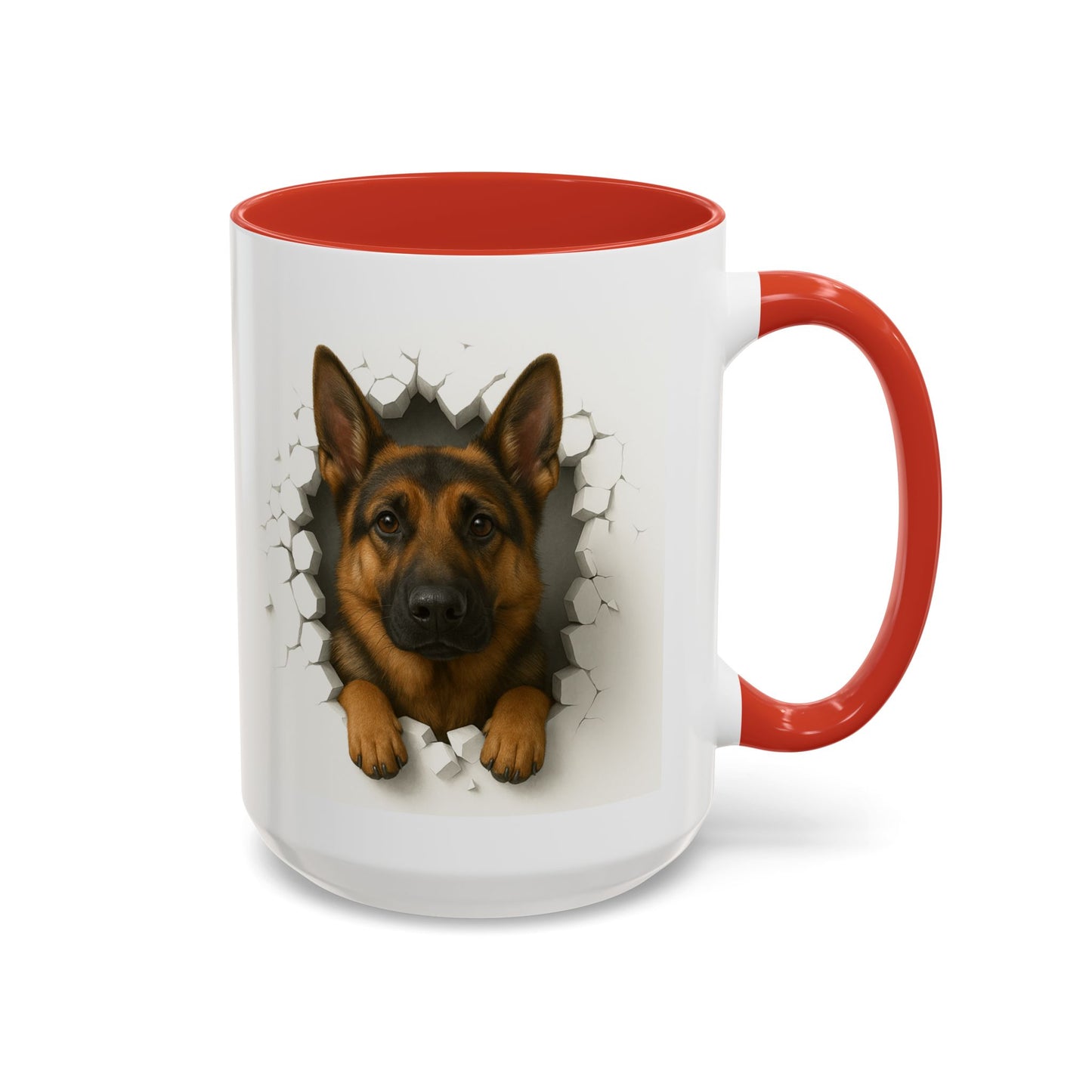 German Shepherd Coffee Mug — "Peek-a-Buddy" Accent Dog Mug (11/15oz)