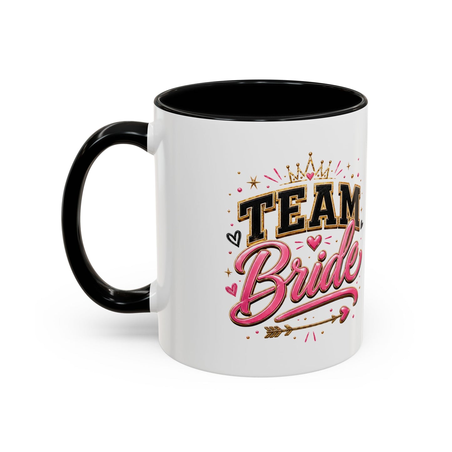 Team Bride Accent Coffee Mug — Pink & Gold Bachelorette Bridal Shower Gift (11/15 oz)