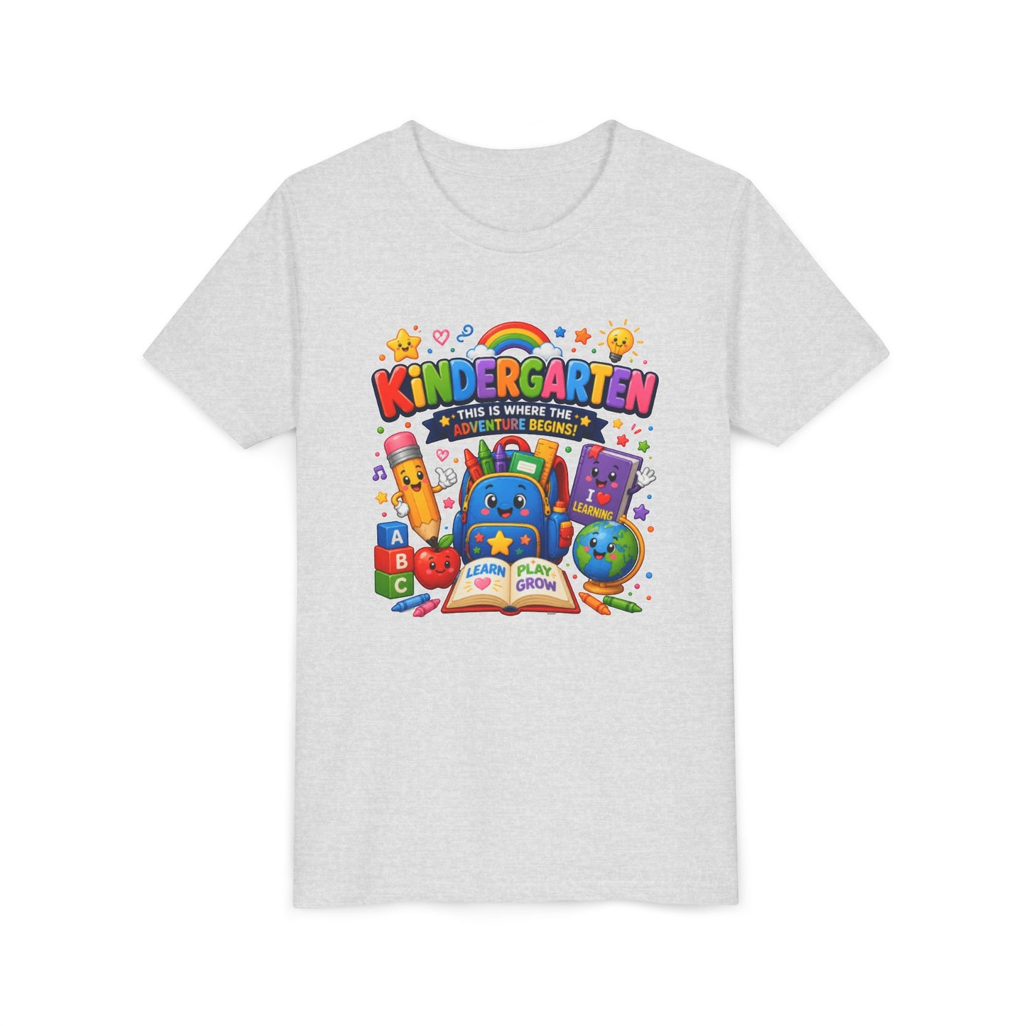Kindergarten Kids T‑Shirt — 'Kindergarten: This Is Where the Fun Begins' Colorful Back-to-School Tee
