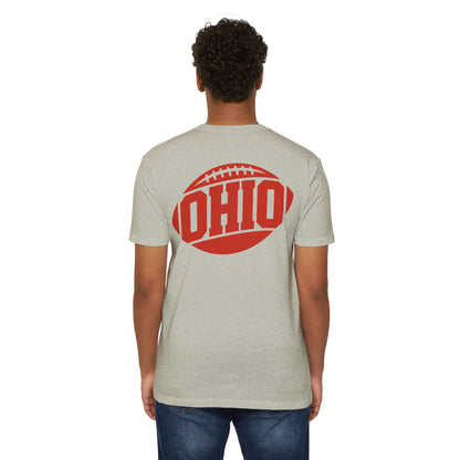 Ohio Football T-Shirt — Retro Red Football Logo Tee