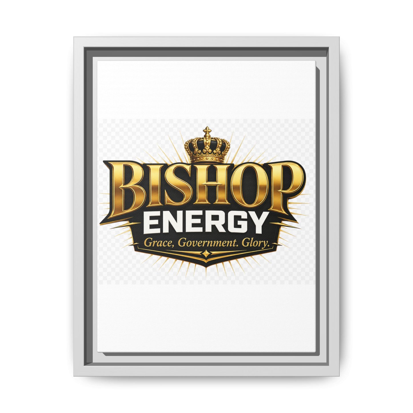 Framed Canvas Art - "Bishop Energy" Gold Crown Logo (Matte)