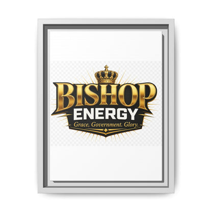 Framed Canvas Art - "Bishop Energy" Gold Crown Logo (Matte)