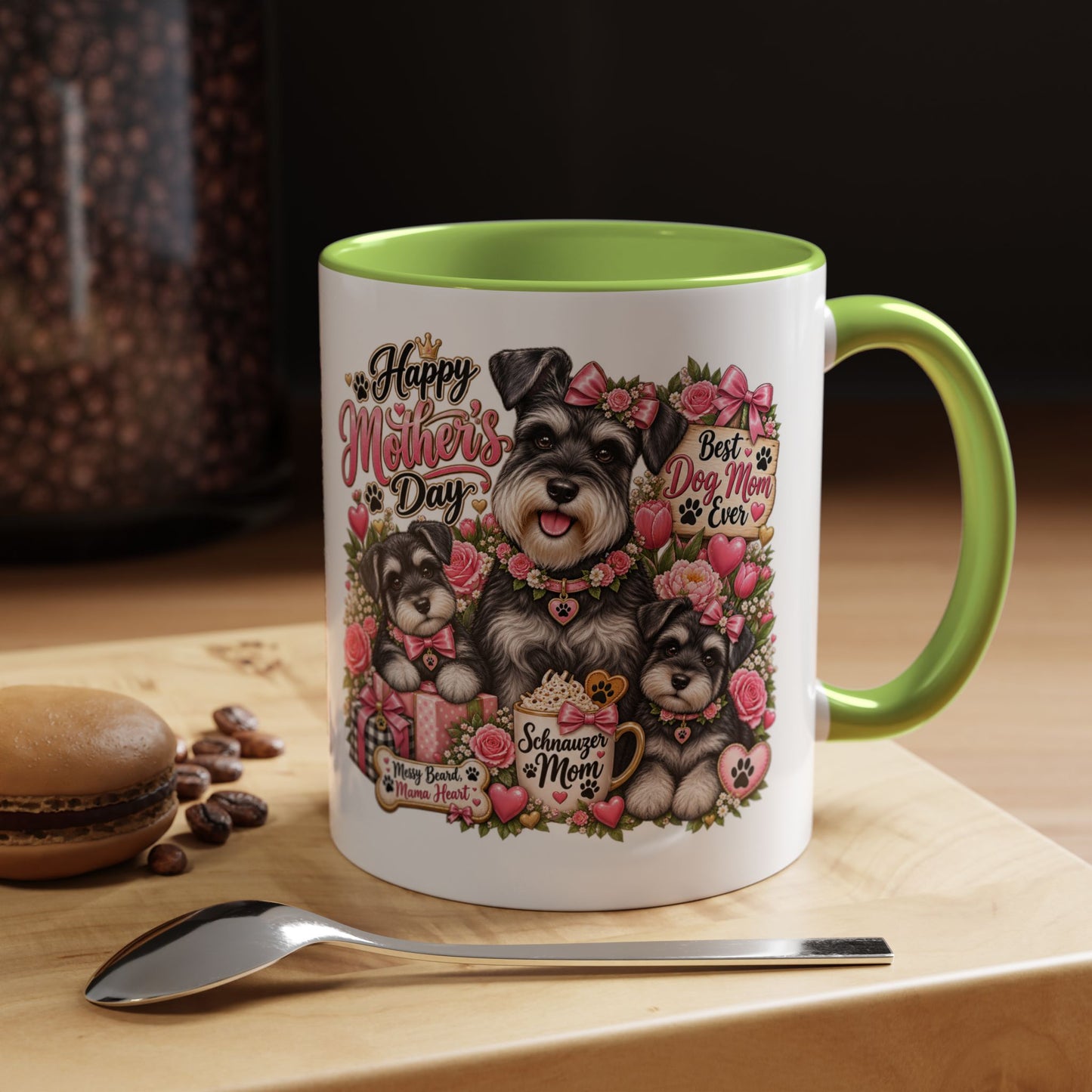 Mother's Day Schnauzer Coffee Mug — "Best Dog Mom Ever" Accent Mug (11/15oz)