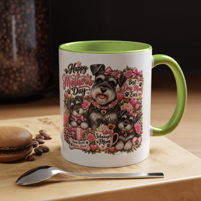 Mother's Day Schnauzer Coffee Mug — "Best Dog Mom Ever" Accent Mug (11/15oz)