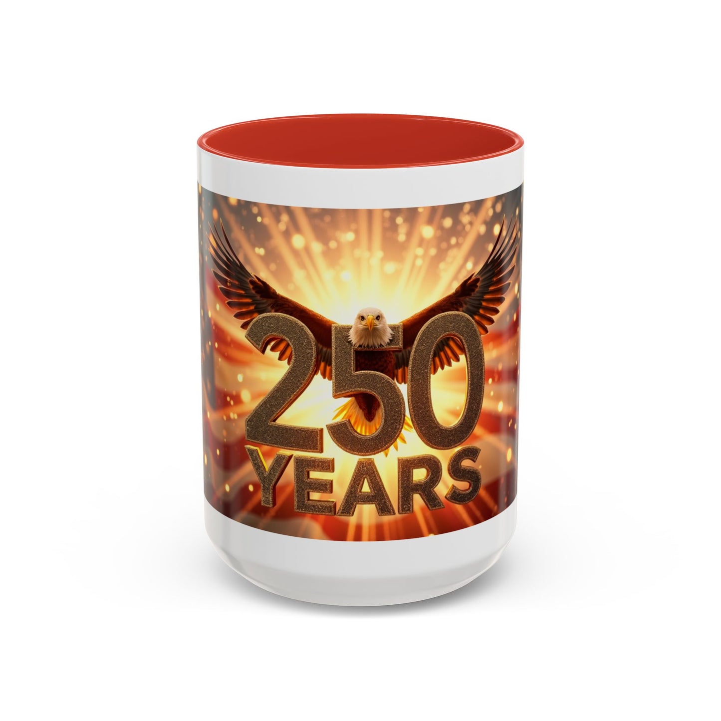 250 Years Commemorative Coffee Mug — Patriotic Eagle & American Flag Accent (11/15oz)