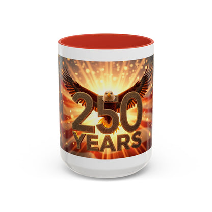 250 Years Commemorative Coffee Mug — Patriotic Eagle & American Flag Accent (11/15oz)
