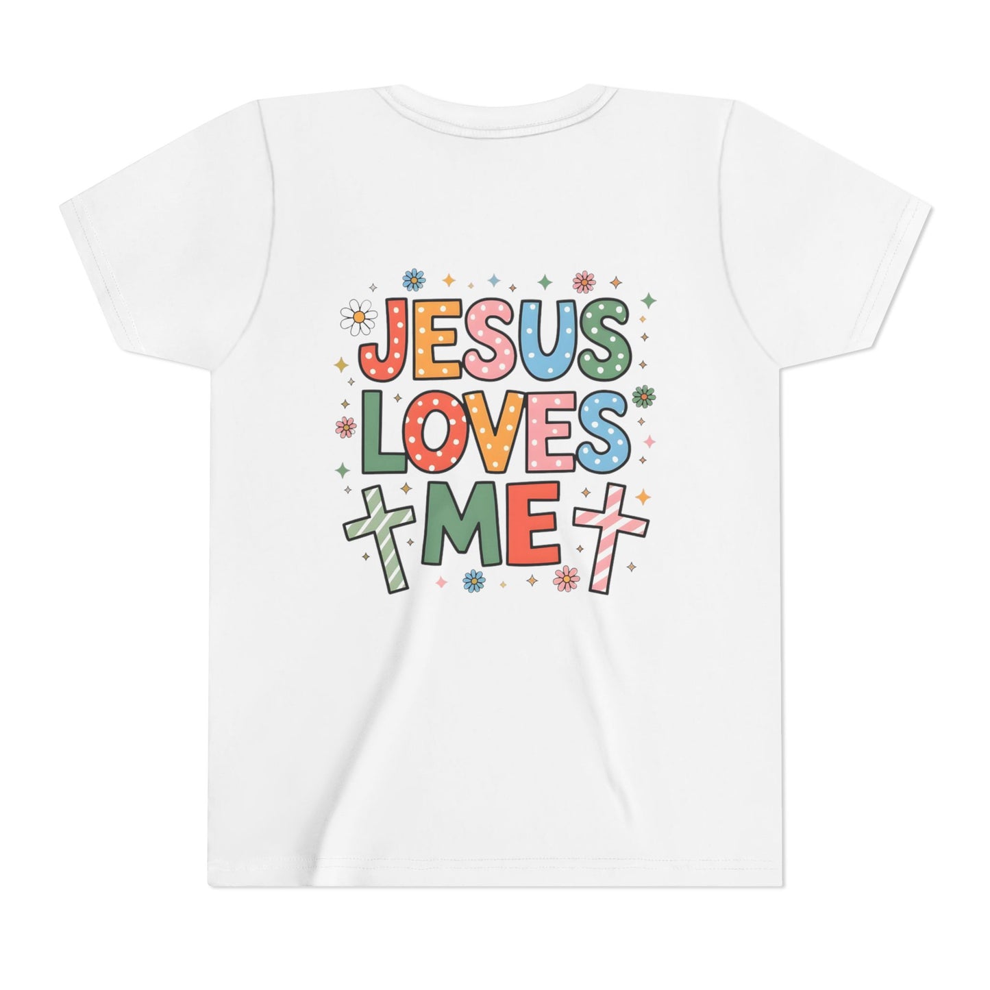 Youth Tee — "Jesus Loves Me" Colorful Christian Kids T-Shirt