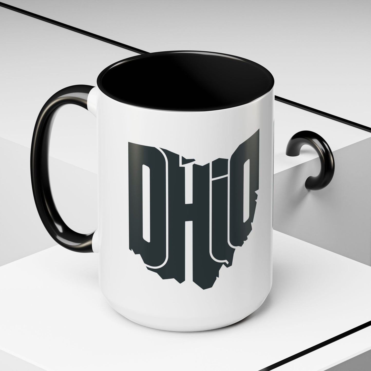Ohio State Outline Accent Coffee Mug – Black Handle & Interior