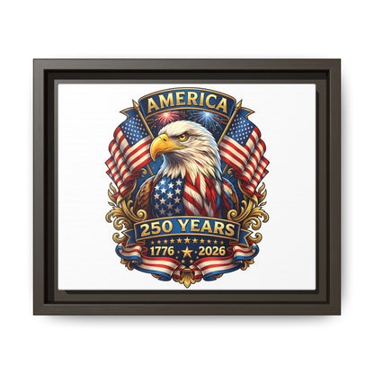America 250th Anniversary Framed Canvas — Patriotic Bald Eagle Wall Art