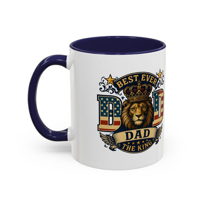Best Ever Dad Coffee Mug — 'Dad the King' Lion Accent Mug (11/15oz)