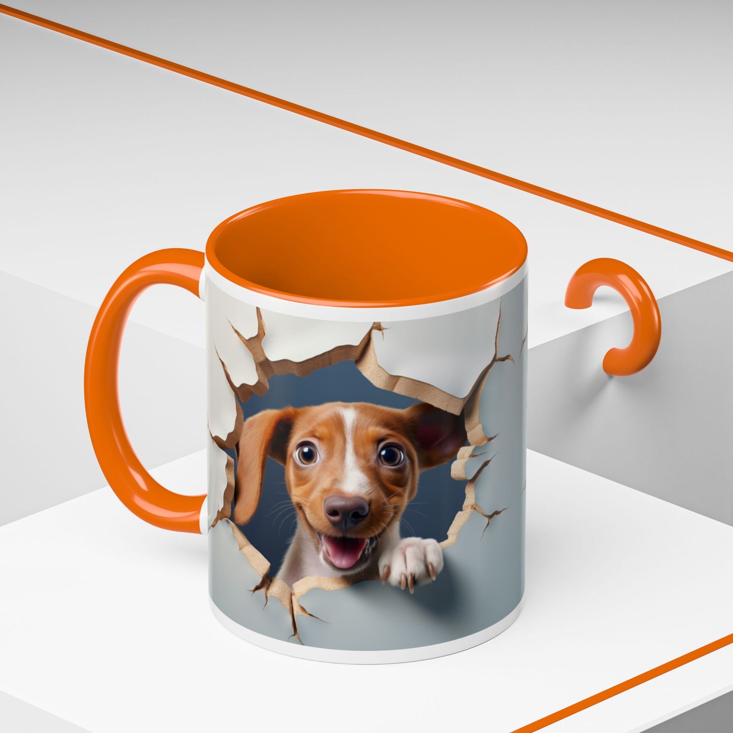 Dachshund Peeking Through Wall Accent Coffee Mug – Cute Dog Lover Gift (11/15oz)
