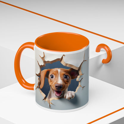 Dachshund Peeking Through Wall Accent Coffee Mug – Cute Dog Lover Gift (11/15oz)