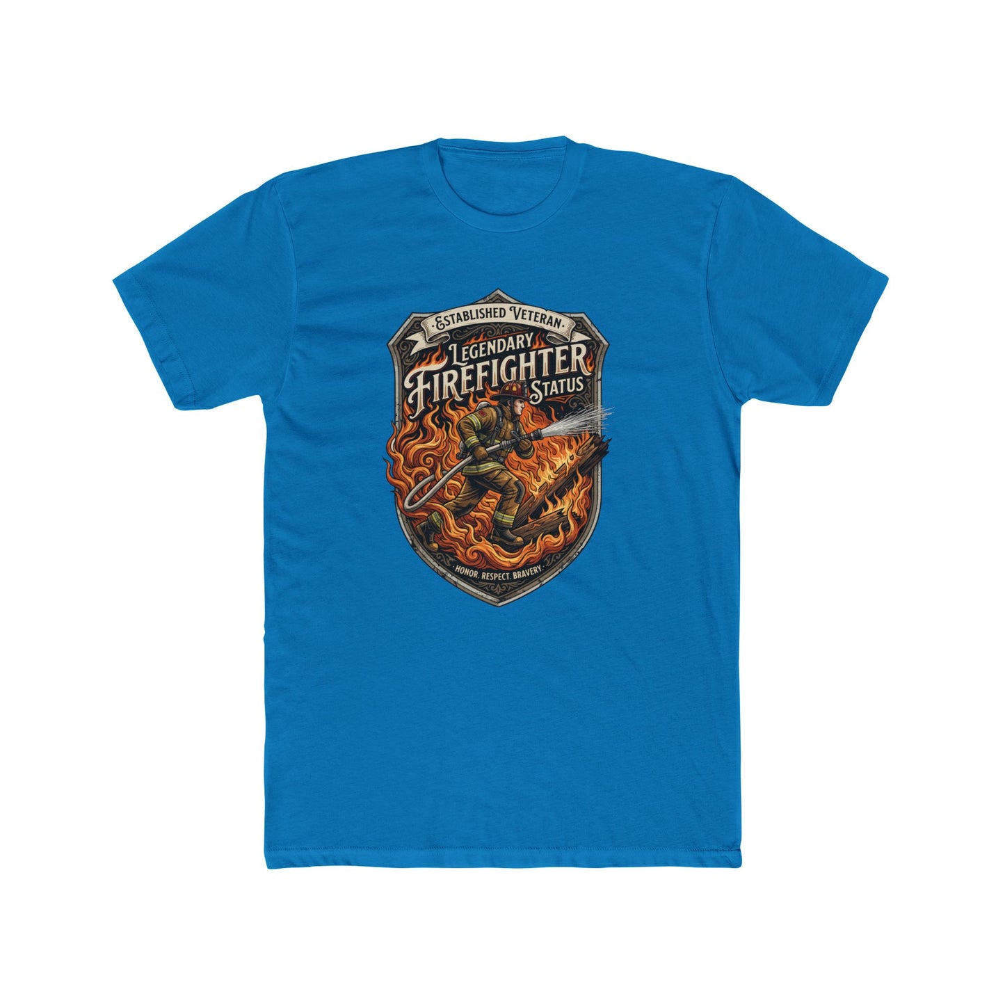 Firefighter Badge T-Shirt — Legendary Firefighter Status Graphic Tee