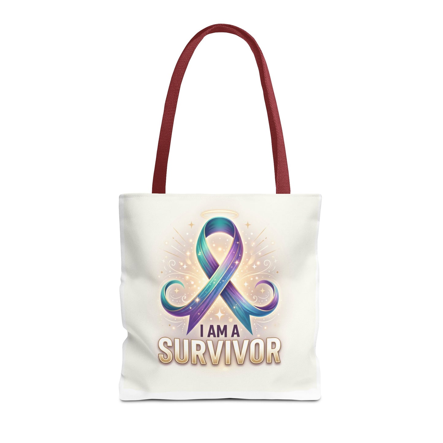 Survivor Ribbon Tote Bag - "I Am a Survivor" Awareness Reusable Shopper