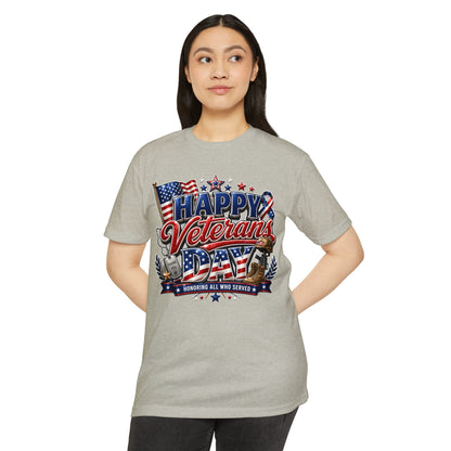 Veterans Day T-Shirt - "Happy Veterans Day" Patriotic Military Tribute Tee
