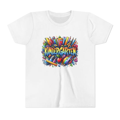 Kindergarten Colorful School Supplies Youth Tee — Back-to-School Kids T-Shirt