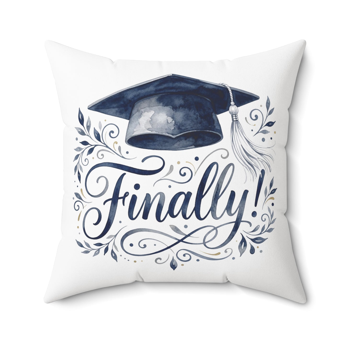 Graduation Pillow with 'Finally!' Cap Design — Graduation Gift Decor