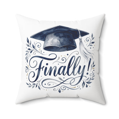 Graduation Pillow with 'Finally!' Cap Design — Graduation Gift Decor