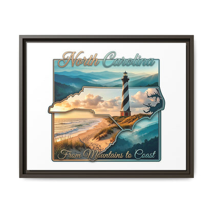 North Carolina Matte Canvas Wall Art — "From Mountains to Coast" Framed Print