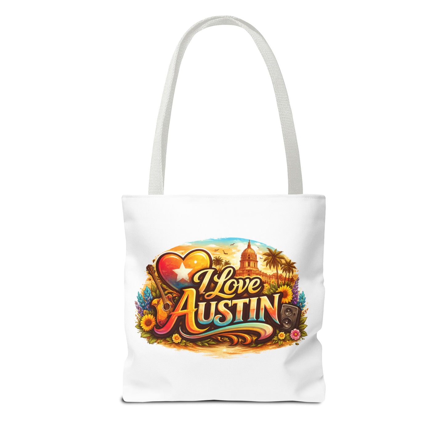 I Love Austin Tote Bag — Retro Cityscape Cotton Shopper