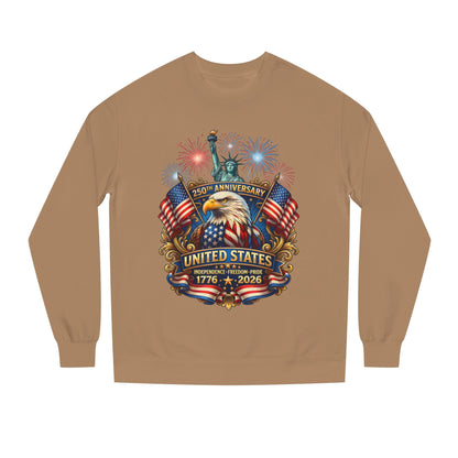 250th Anniversary United States Sweatshirt — Patriotic Eagle, Flags & Fireworks (1776–2026)