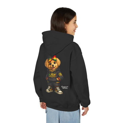 Youth Hoodie — Black Excellence Bear Graphic Sweatshirt (Kids)