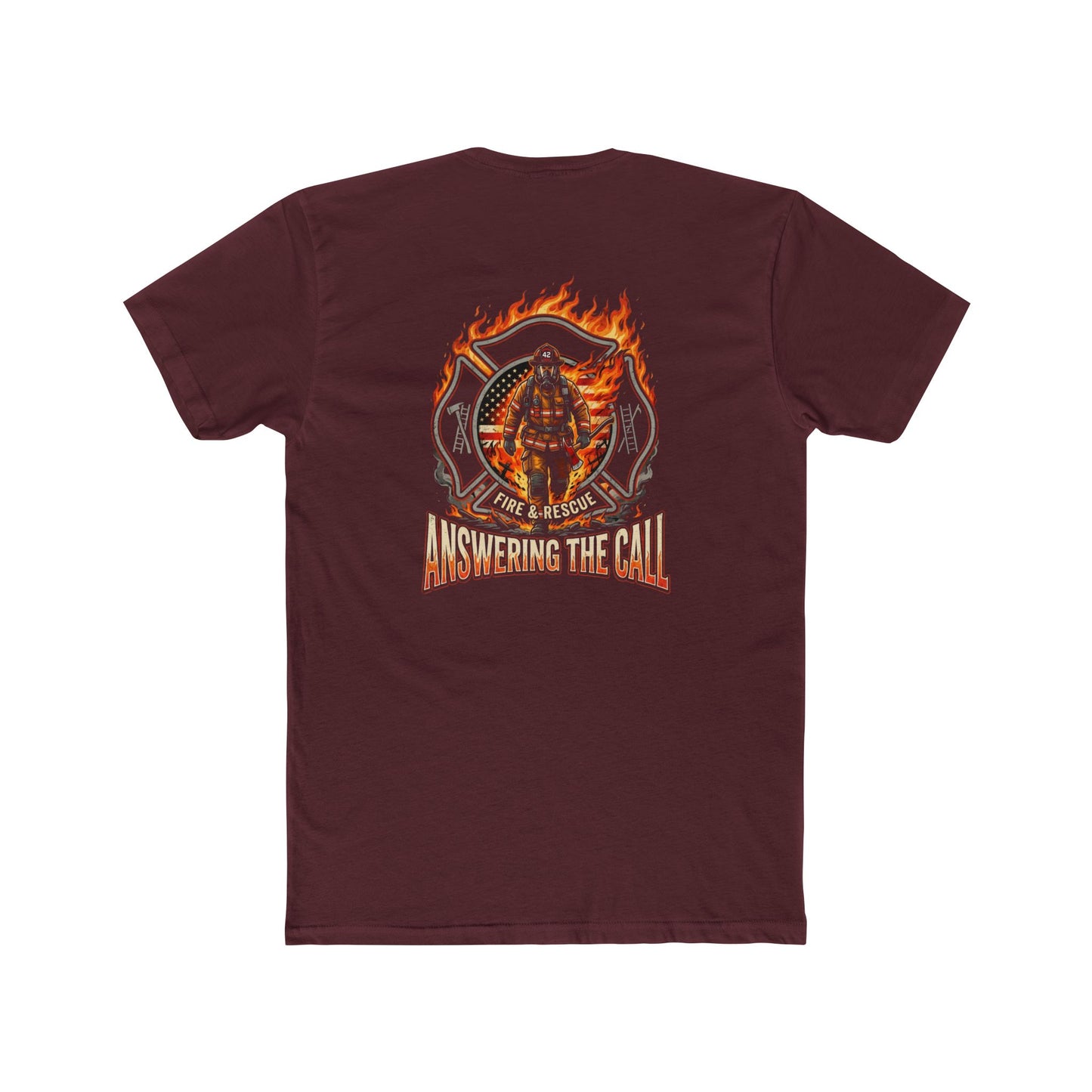 Firefighter T-Shirt - 'Answering the Call' Flame Rescue Crew Tee