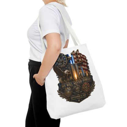 9/11 Memorial Tote Bag — "We Will Never Forget" Patriotic Tribute