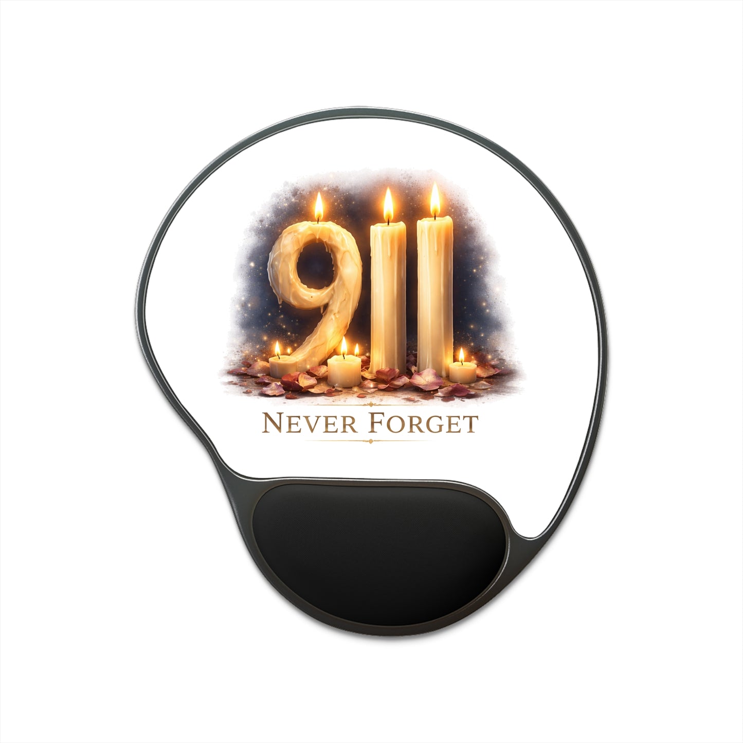 9/11 Never Forget Mouse Pad with Wrist Rest — Memorial Candle Design