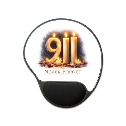 9/11 Never Forget Mouse Pad with Wrist Rest — Memorial Candle Design