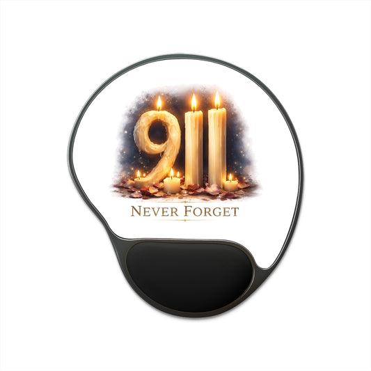 9/11 Never Forget Mouse Pad with Wrist Rest — Memorial Candle Design