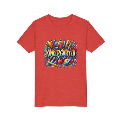 Kindergarten Colorful School Supplies Youth Tee — Back-to-School Kids T-Shirt