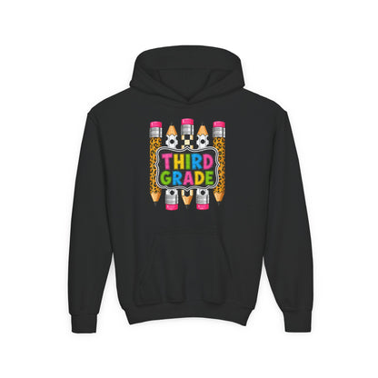 Third Grade Kids Hoodie — Cute Pencil Back-to-School Sweatshirt