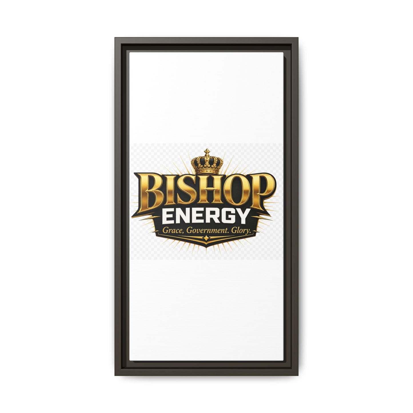 Framed Canvas Art - "Bishop Energy" Gold Crown Logo (Matte)