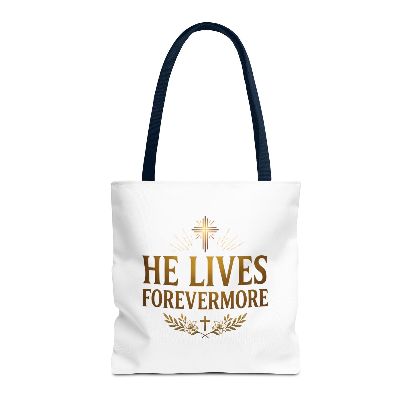 He Lives Forevermore Tote Bag – Christian Faith Cross Easter Canvas Tote