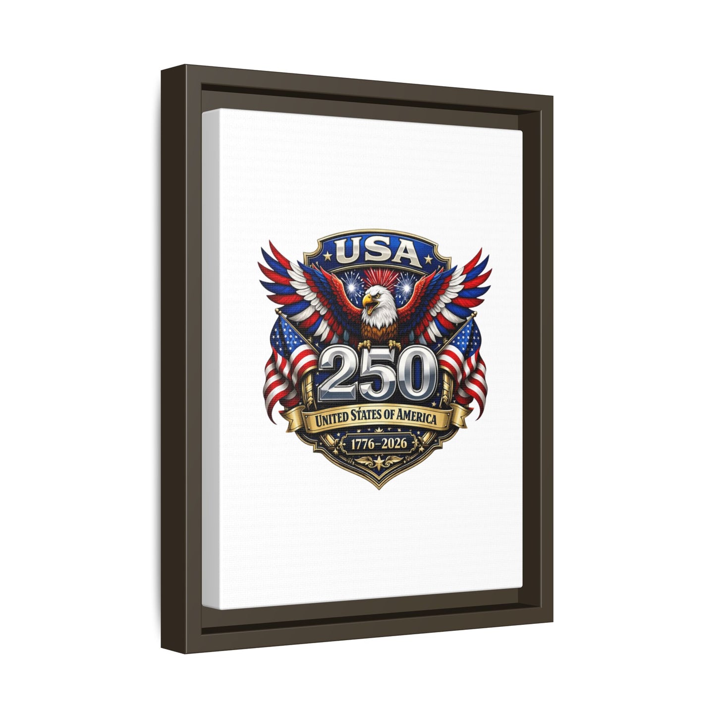 USA 250 Anniversary Framed Canvas — Patriotic Eagle 1776–2026 Wall Art