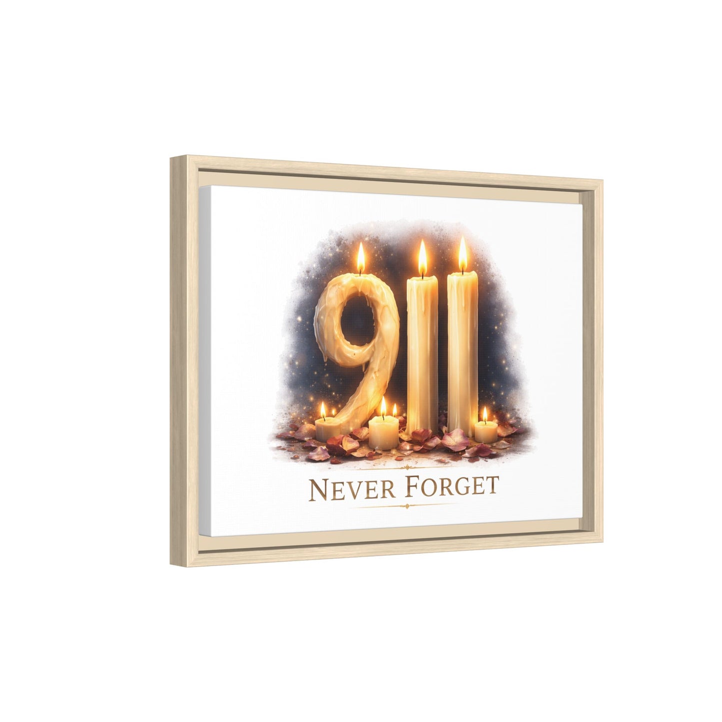 9/11 Never Forget Framed Canvas Print