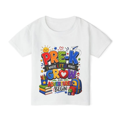 Pre-K Toddler T-Shirt – “Pre-K Where Little Minds Grow and Adventure Begin” Colorful Back-to-School Tee