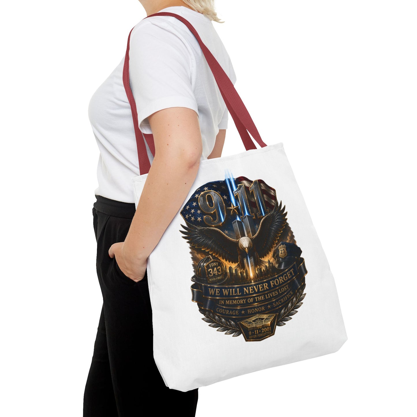 9/11 Memorial Eagle Tote Bag – Never Forget Tribute Tote