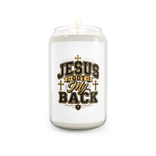 Jesus Got My Back Scented Soy Candle — 13.75oz Inspirational Faith Candle