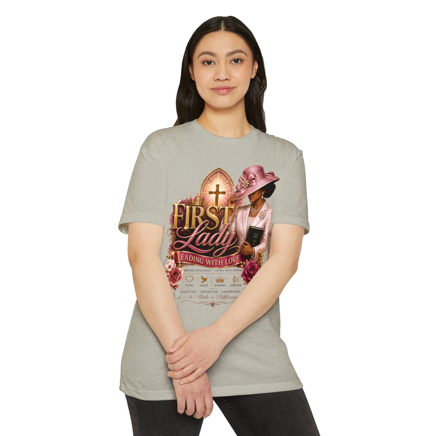 First Lady Christian T-Shirt — "Leading With Love" Faith-Based Women's Tee