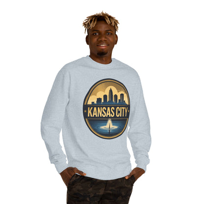 Kansas City Skyline Crewneck Sweatshirt – Cityscape Fountain Graphic