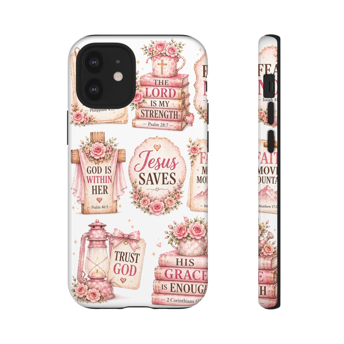 Faith Phone Case — 'Jesus Saves' Floral Christian Scripture iPhone Case