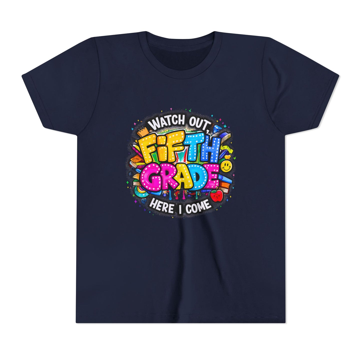 Fifth Grade T‑Shirt for Kids - "Watch Out Fifth Grade Here I Come" Back-to-School Tee