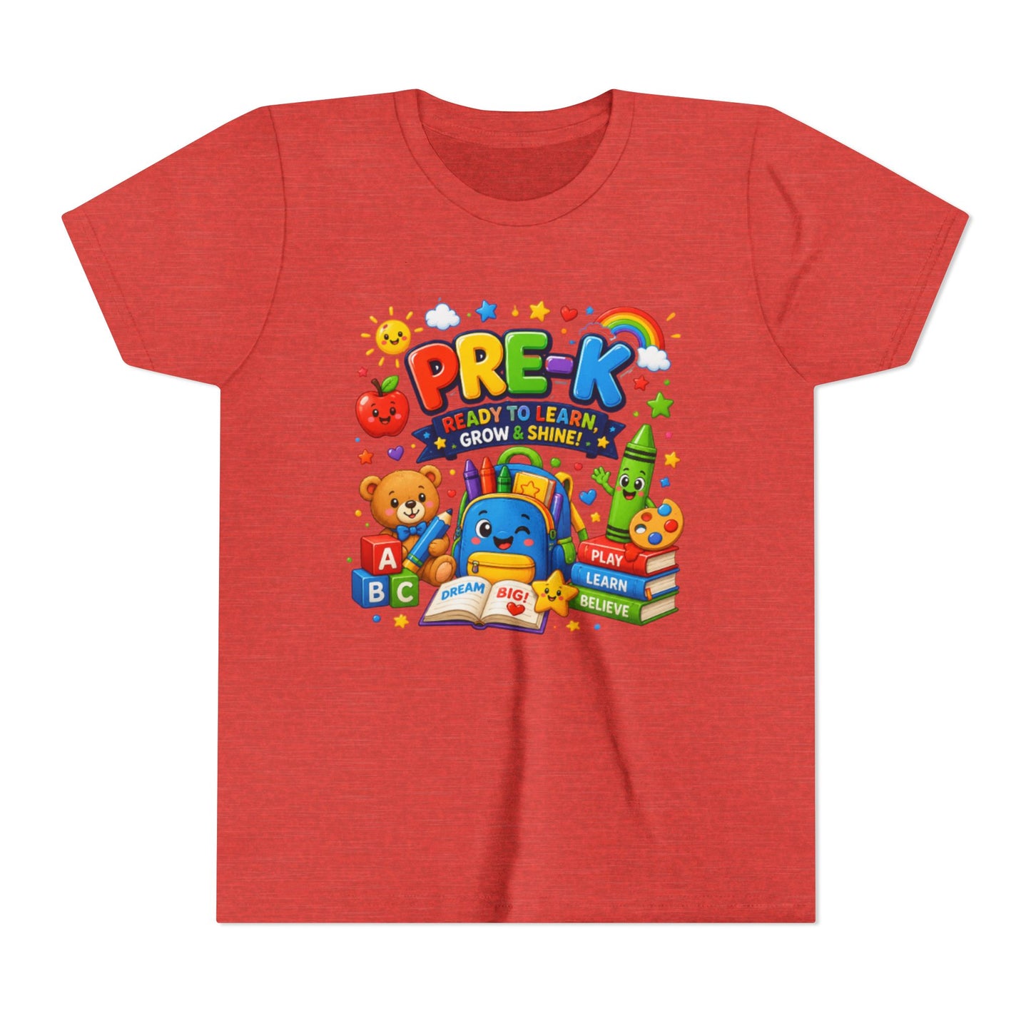 Pre-K Ready To Learn Kids T-Shirt — Colorful Preschool Back-to-School Tee
